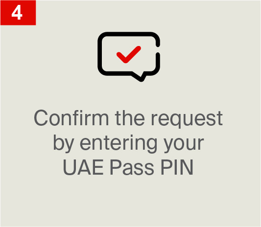 Confirm the request
                                                by entering your
                                                UAE Pass PIN